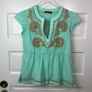 THEME silk/cotton embroidered shirt